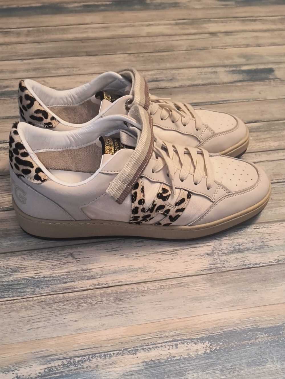Vintage Havana Wild Leopard Animal Print Stripe Strap Sneakers Sz 10